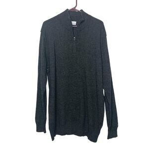 COLUMBIA Quarter Zip Mock Neck Sweater Pullover Wool Blend Charcoal Gray Size XL